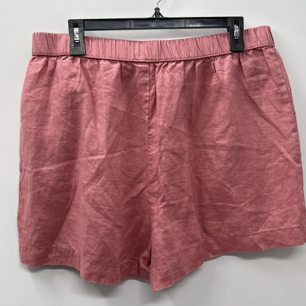 Philosophy 100% Linen Pull On Shorts Womens XL Pink Elastic Waist Casual Summer - Picture 6 of 12